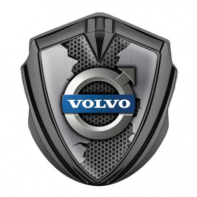 Volvo Metal Emblem Self Adhesive Graphite Torn Steel Classic Logo Edition