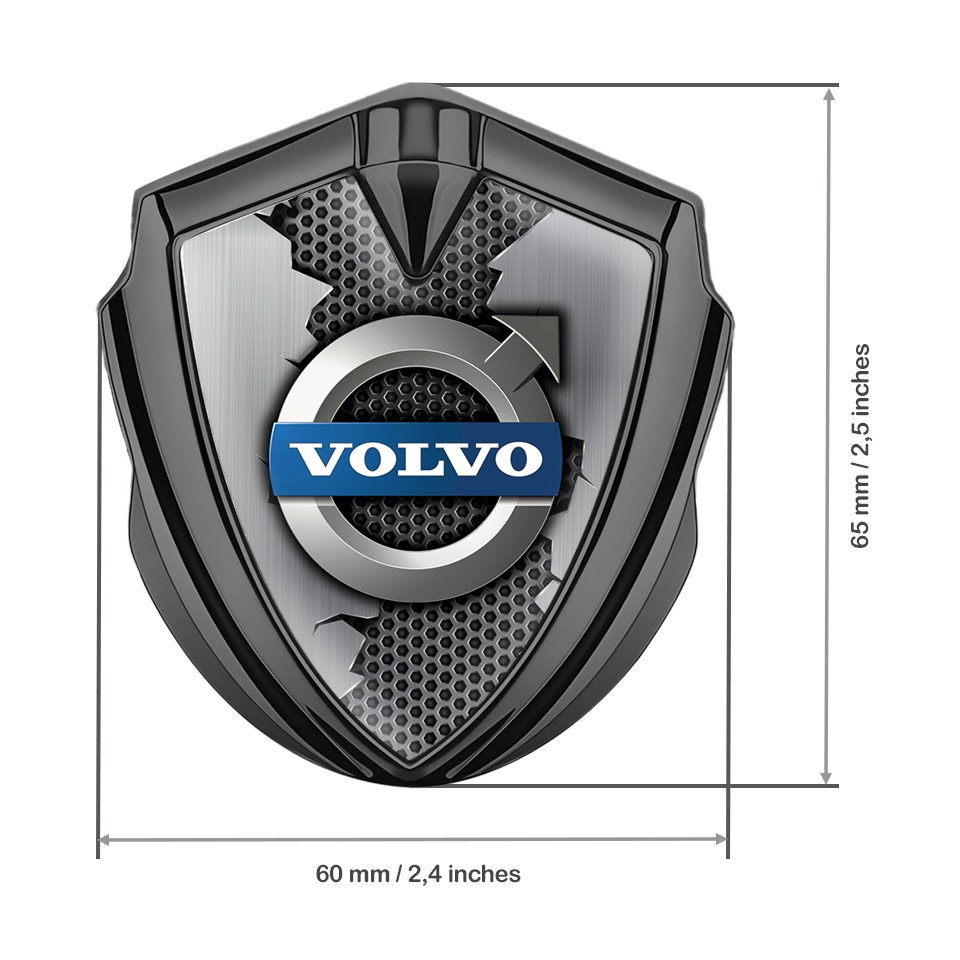 Volvo Metal Emblem Self Adhesive Graphite Torn Steel Classic Logo ...