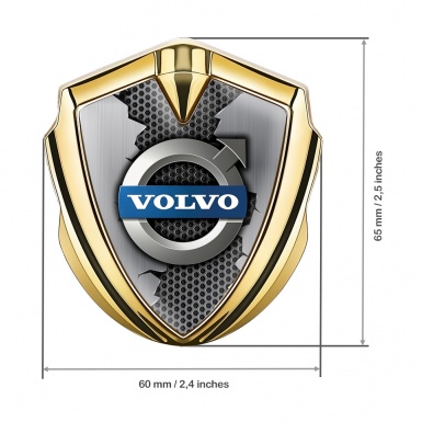 Volvo Metal Emblem Self Adhesive Gold Torn Steel Classic Logo Edition