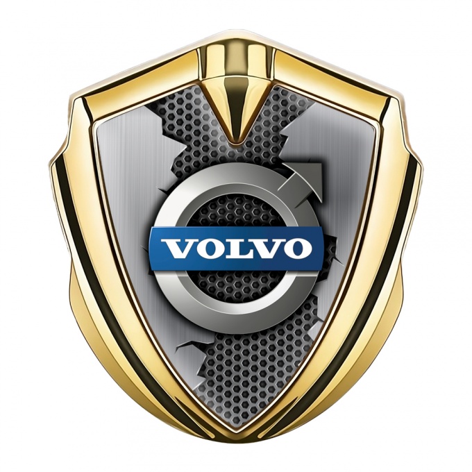 Volvo Metal Emblem Self Adhesive Gold Torn Steel Classic Logo Edition