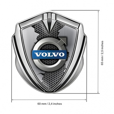 Volvo Metal Emblem Self Adhesive Silver Torn Steel Classic Logo Edition