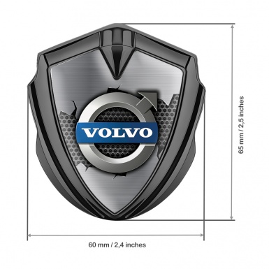 Volvo Fender Emblem Badge Graphite Torn Metal Metallic Logo Variant