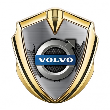 Volvo Fender Emblem Badge Gold Torn Metal Metallic Logo Variant