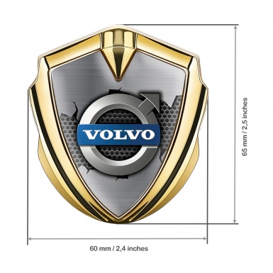 Volvo Fender Emblem Badge Gold Torn Metal Metallic Logo Variant