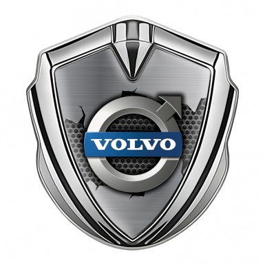 Volvo Fender Emblem Badge Silver Torn Metal Metallic Logo Variant