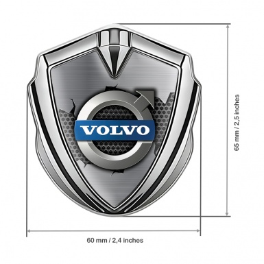 Volvo Fender Emblem Badge Silver Torn Metal Metallic Logo Variant