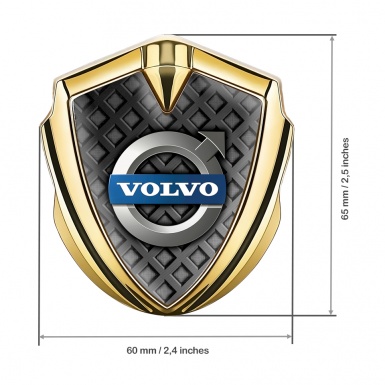 Volvo Metal Emblem Self Adhesive Gold Dark Squares Polished Logo