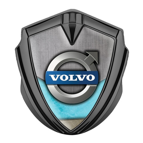 Volvo Fender Emblem Badge Graphite Turquoise Element Metallic Logo Design