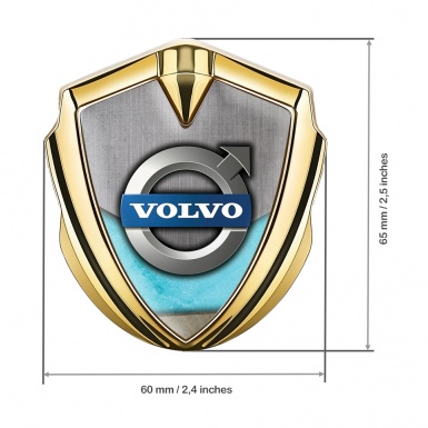 Volvo Fender Emblem Badge Gold Turquoise Element Metallic Logo Design
