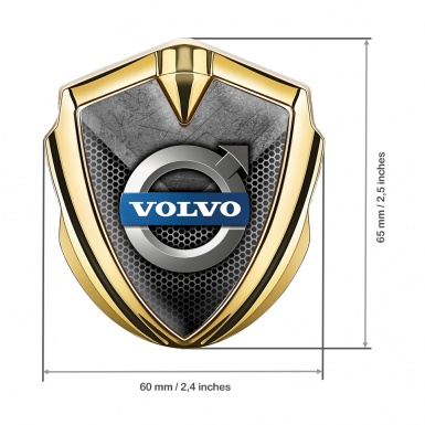 Volvo Emblem Self Adhesive Gold Rough Stone Metallic Logo Edition