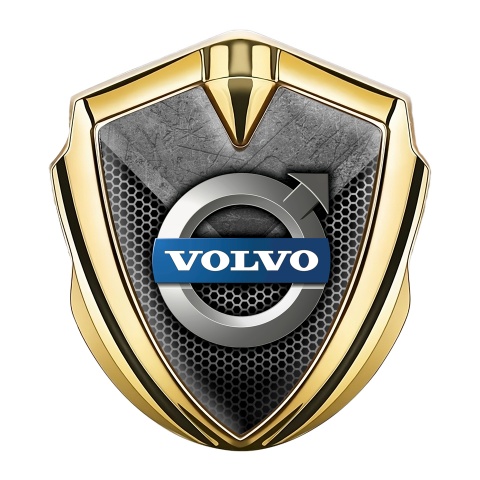 Volvo Emblem Self Adhesive Gold Rough Stone Metallic Logo Edition