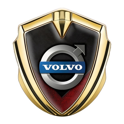 Volvo Emblem Badge Gold Red Element Metallic Logo Motif