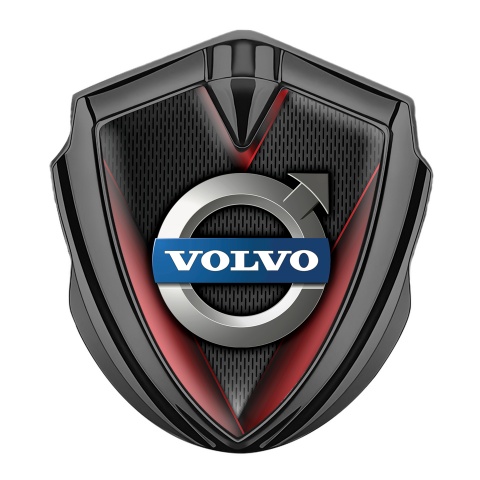 Volvo Domed Emblem Graphite Crimson Frame Polished Logo Design