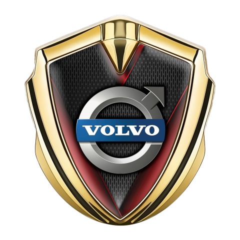 Volvo Domed Emblem Gold Crimson Frame Polished Logo Design