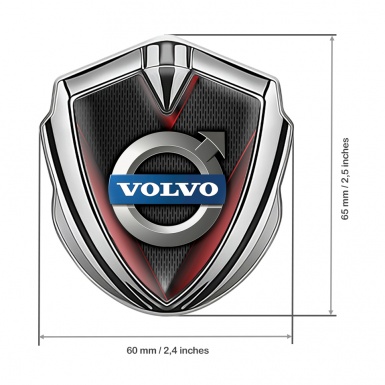 Volvo Domed Emblem Silver Crimson Frame Polished Logo Design