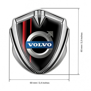 Volvo Emblem Ornament Silver Crimson Stripes Metallic Motif Edition