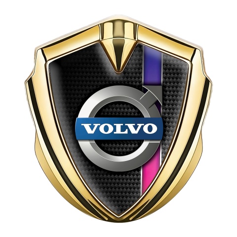 Volvo Bodyside Domed Emblem Gold Black Carbon Purple Stripe Edition
