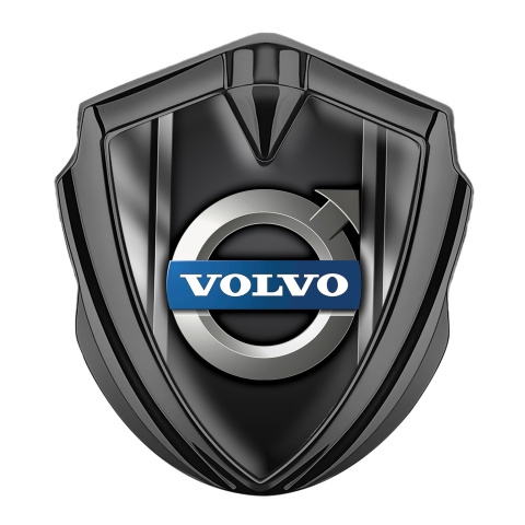 Volvo Emblem Car Badge Graphite Black Metallic Frame Polished Logo Design