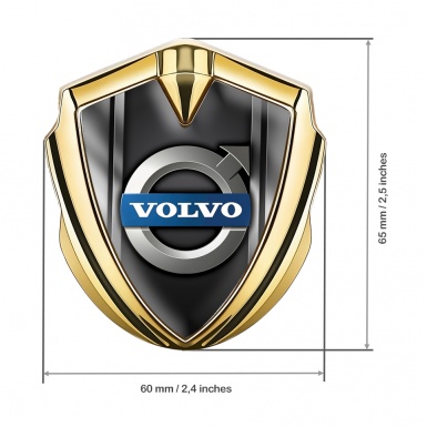 Volvo Emblem Car Badge Gold Black Metallic Frame Polished Logo Design