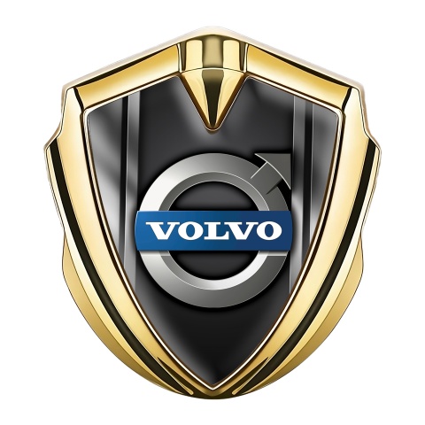 Volvo Emblem Car Badge Gold Black Metallic Frame Polished Logo Design