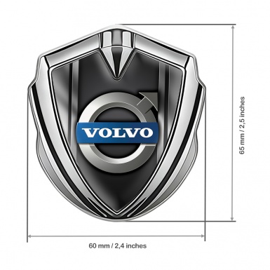Volvo Emblem Car Badge Silver Black Metallic Frame Polished Logo Design