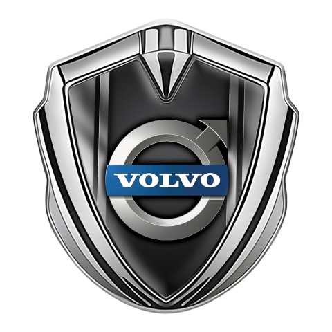 Volvo Emblem Car Badge Silver Black Metallic Frame Polished Logo Design