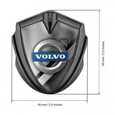 Volvo  Bodyside Emblem Self Adhesive Graphite Polished Metal Plate Design