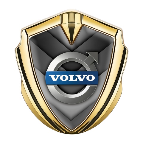 Volvo Emblem Badge Self Adhesive Gold Grey Arrows Polished Logo