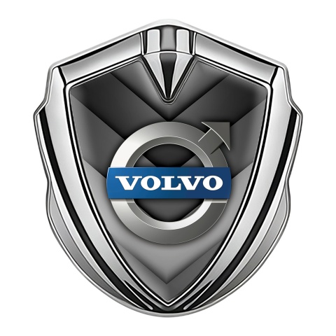 Volvo Emblem Badge Self Adhesive Silver Grey Arrows Polished Logo