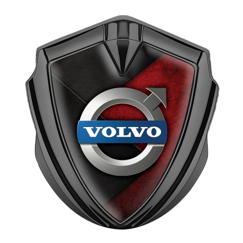 Volvo Metal Emblem Self Adhesive Graphite Scratched Surface Polished Logo