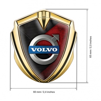 Volvo Metal Emblem Self Adhesive Gold Scratched Surface Polished Logo