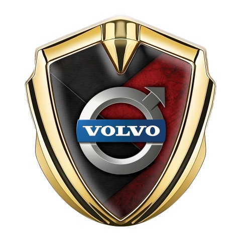 Volvo Metal Emblem Self Adhesive Gold Scratched Surface Polished Logo