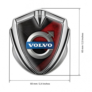 Volvo Metal Emblem Self Adhesive Silver Scratched Surface Polished Logo