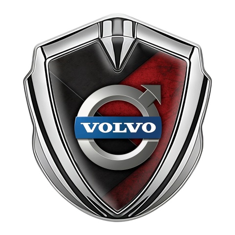 Volvo Metal Emblem Self Adhesive Silver Scratched Surface Polished Logo