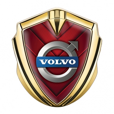 Volvo Emblem Self Adhesive Gold Red Hex Metallic Logo Design