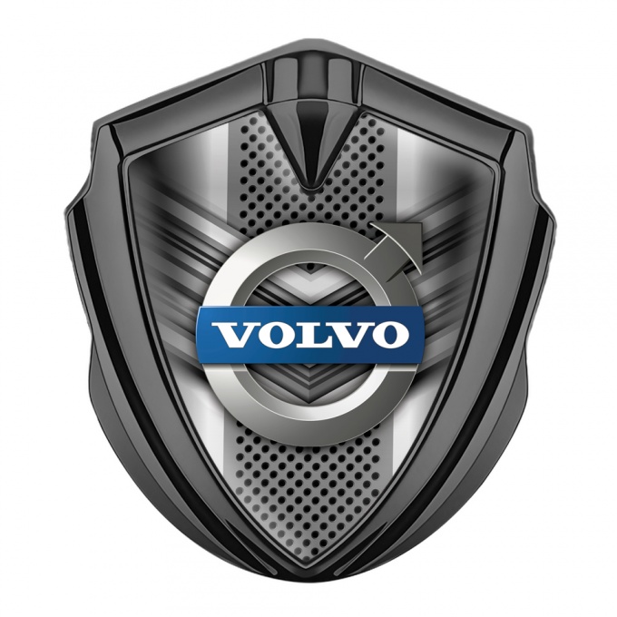 Volvo Domed Emblem Graphite Front Grille Polished Logo Design