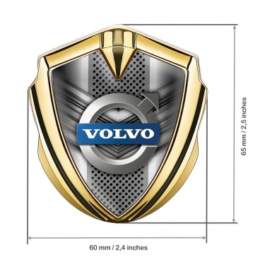 Volvo Domed Emblem Gold Front Grille Polished Logo Design