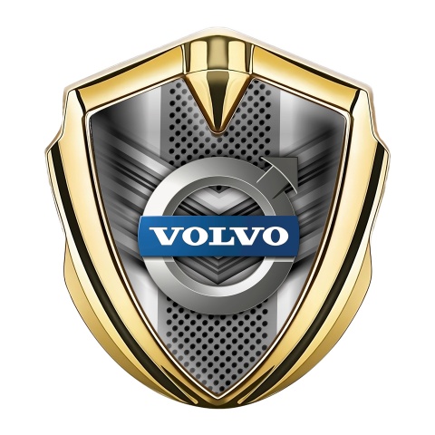 Volvo Domed Emblem Gold Front Grille Polished Logo Design