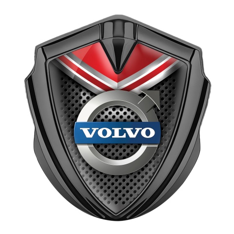 Volvo Bodyside Domed Emblem Graphite Red Shield Metallic Mesh Design