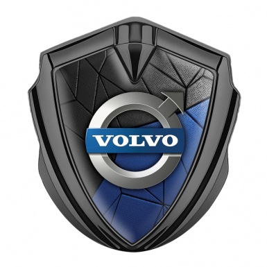 Volvo Emblem Car Badge Graphite Blue Black Mosaic Pattern Polished Logo