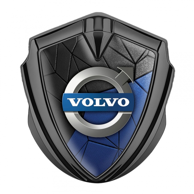 Volvo Emblem Car Badge Graphite Blue Black Mosaic Pattern Polished Logo