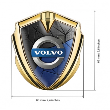 Volvo Emblem Car Badge Gold Blue Black Mosaic Pattern Polished Logo