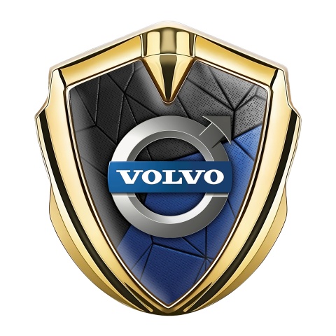 Volvo Emblem Car Badge Gold Blue Black Mosaic Pattern Polished Logo