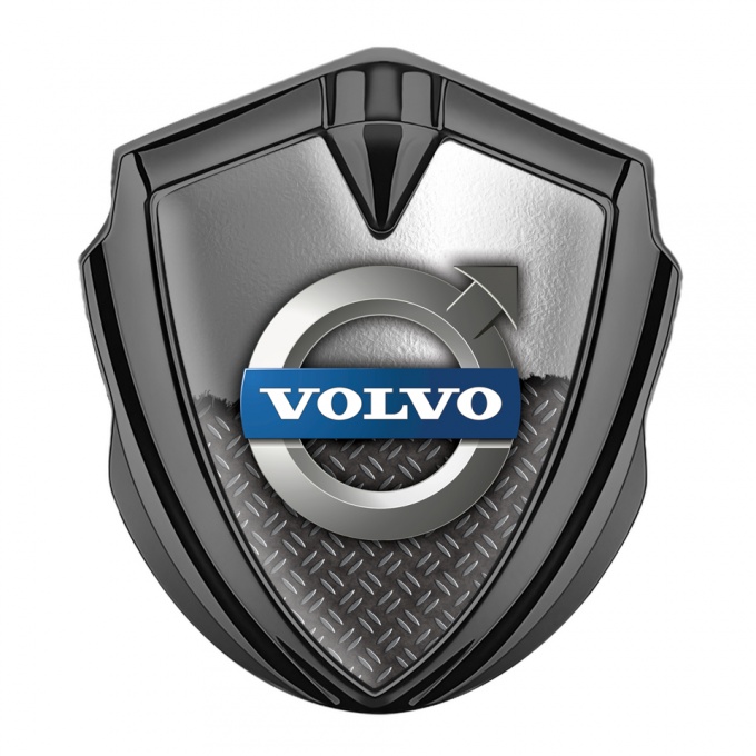 Volvo Bodyside Emblem Self Adhesive Graphite Treadplate Polished Metal Design