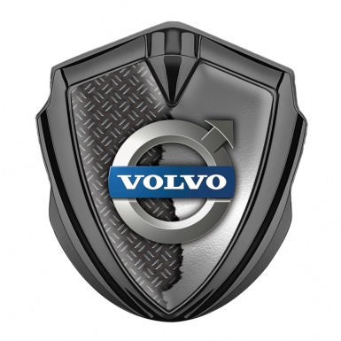 Volvo Badge Self Adhesive Graphite Half Torn Metal Polished Logo Variant 