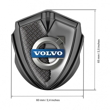 Volvo Badge Self Adhesive Graphite Half Torn Metal Polished Logo Variant 