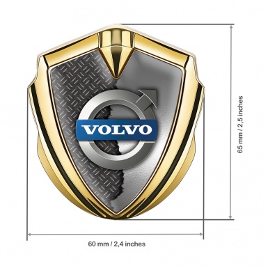 Volvo Badge Self Adhesive Gold Half Torn Metal Polished Logo Variant 