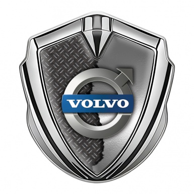 Volvo Badge Self Adhesive Silver Half Torn Metal Polished Logo Variant