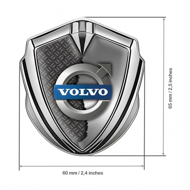 Volvo Badge Self Adhesive Silver Half Torn Metal Polished Logo Variant