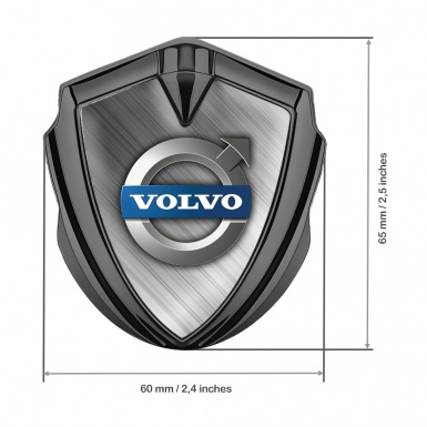 Volvo Emblem Badge Self Adhesive Graphite Brushed Steel Classic Logo